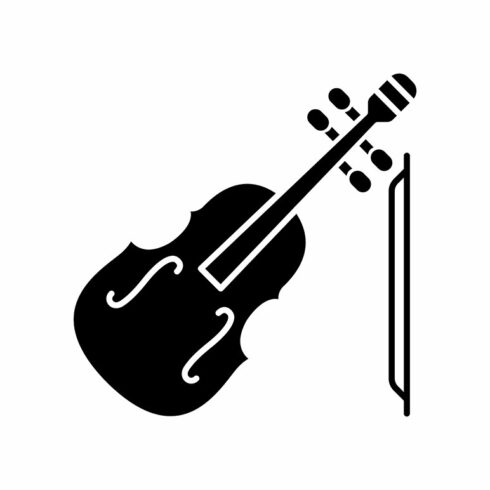 Violin black glyph icon cover image.