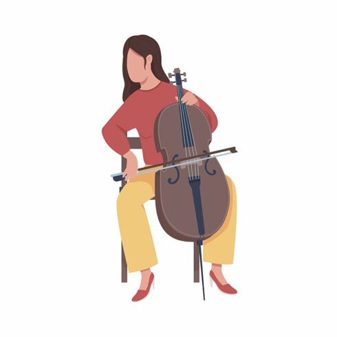 Girl with violin semi flat character cover image.