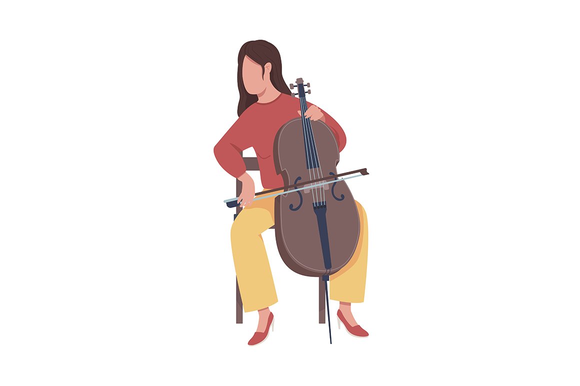 Girl with violin semi flat character cover image.