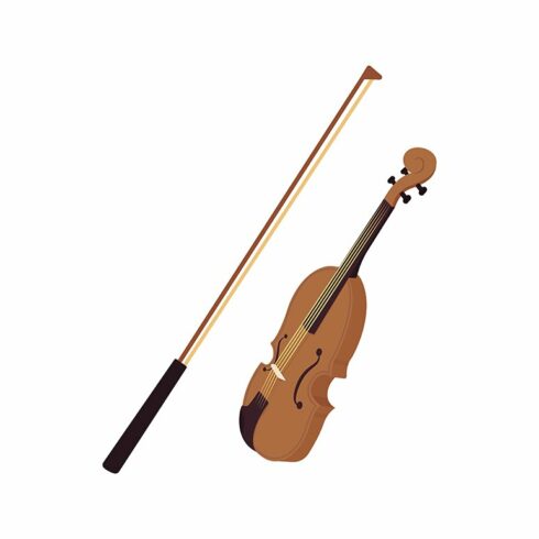 Violin with bow semi flat object cover image.