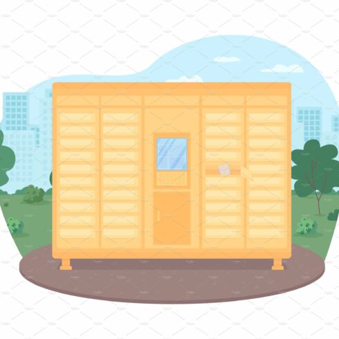 Mailboxes row service 2D vector cover image.