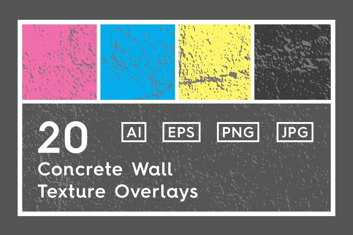 20 Concrete Wall Texture Overlays cover image.