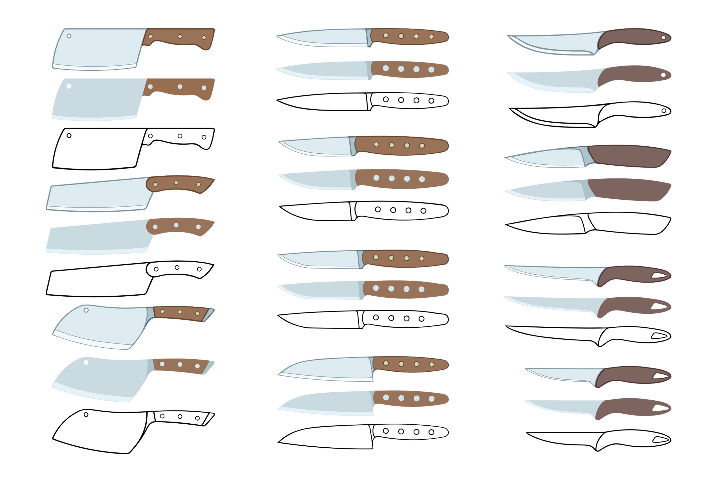 20 types of kitchen knives preview image.