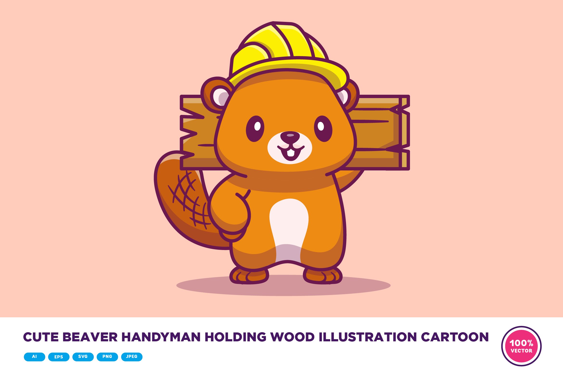 Cute Beaver Handyman Holding Wood cover image.