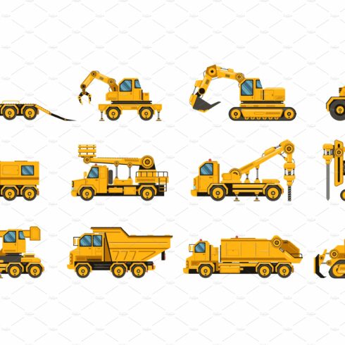 Construction trucks. Equipment cover image.