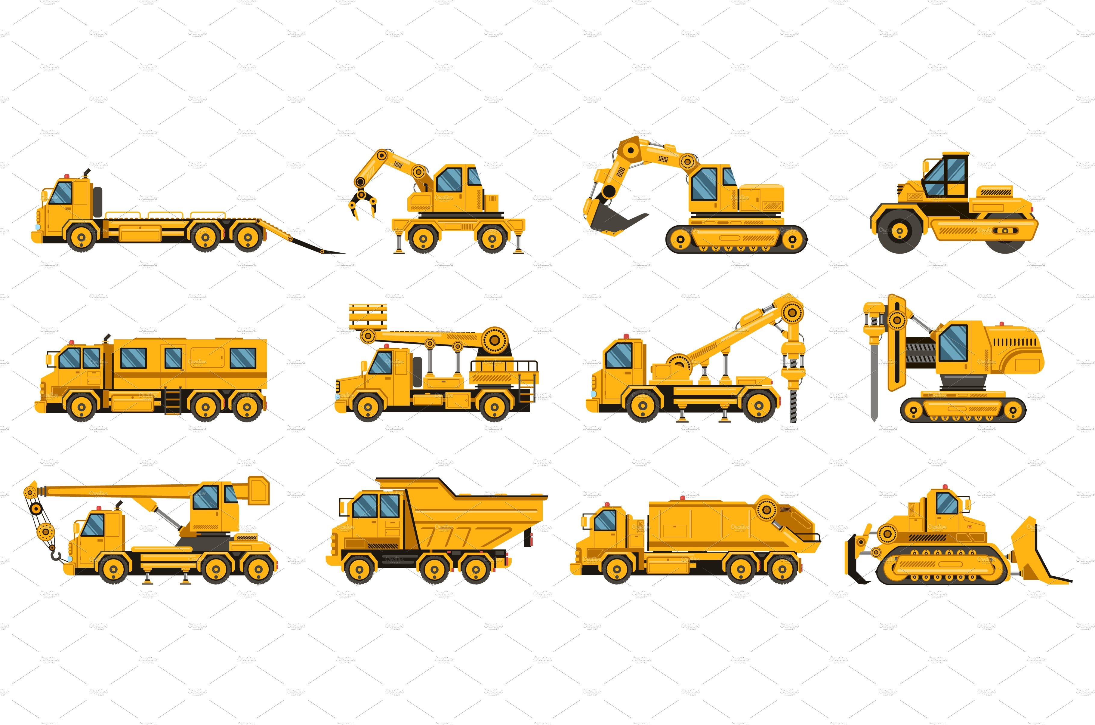 Construction trucks. Equipment cover image.
