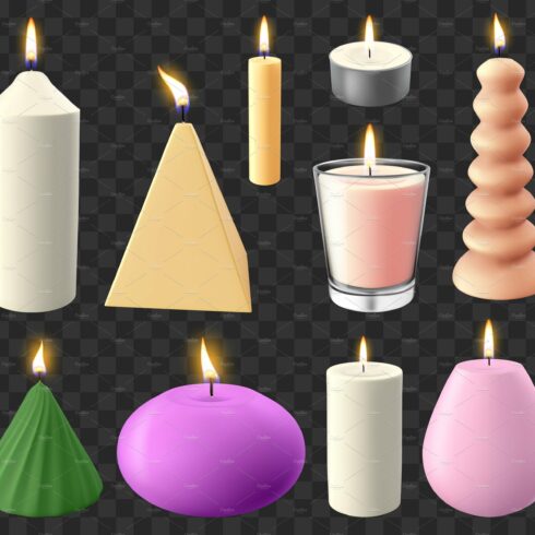 Realistic 3d candles. Holidays cover image.