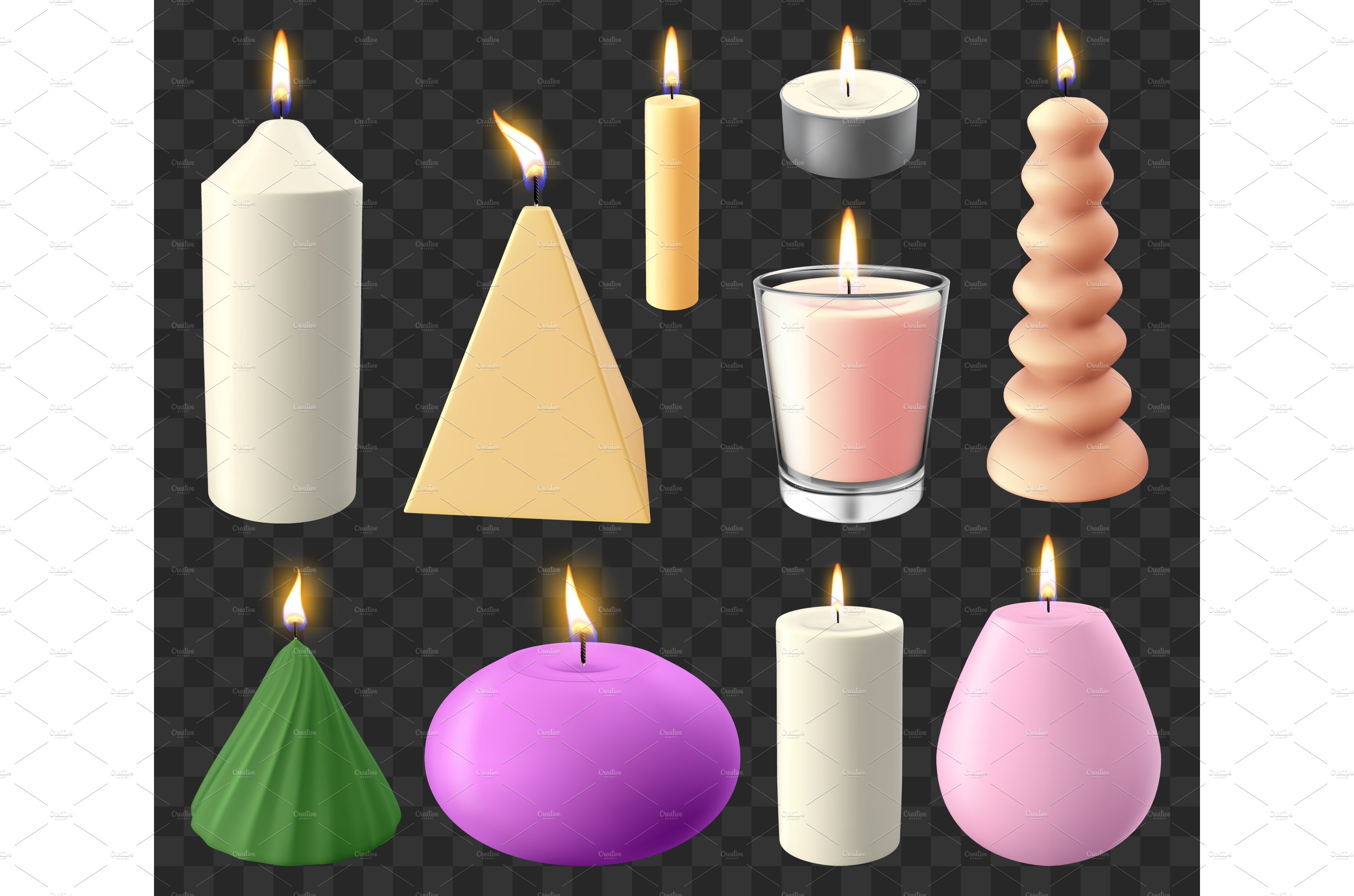 Realistic 3d candles. Holidays cover image.