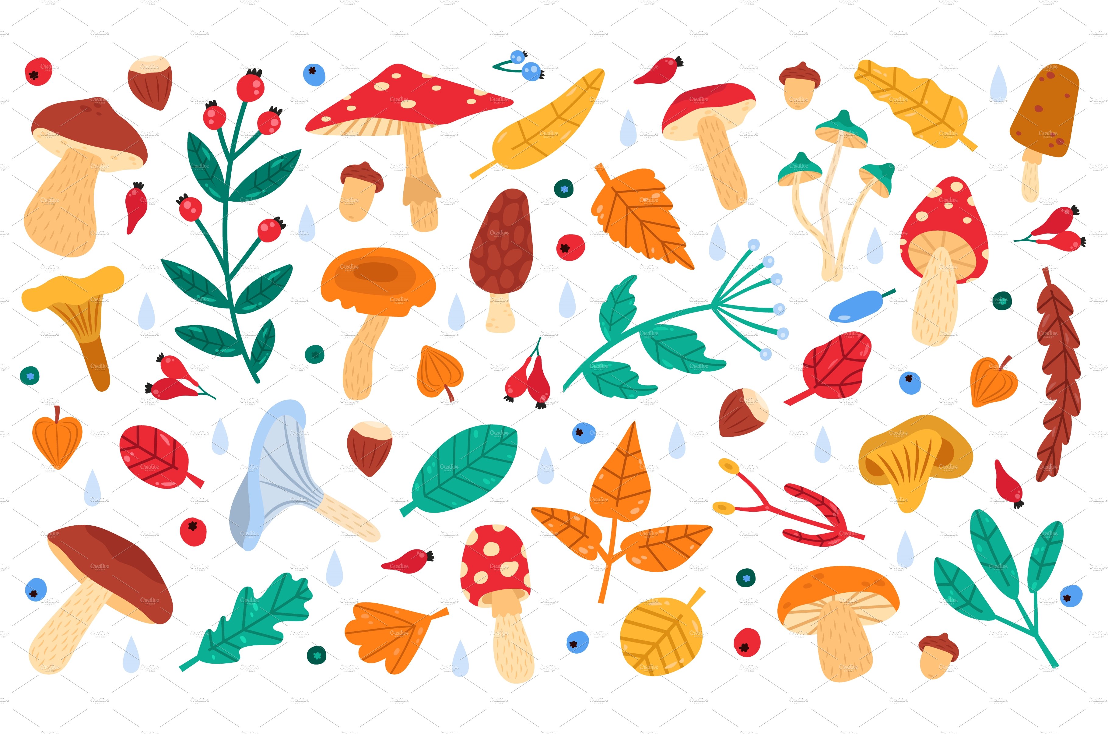 Fall botanical decor. Autumn doodle cover image.