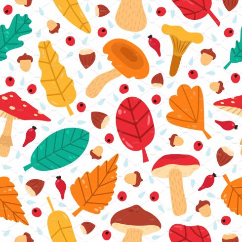 Fall leaves seamless pattern. Hand cover image.