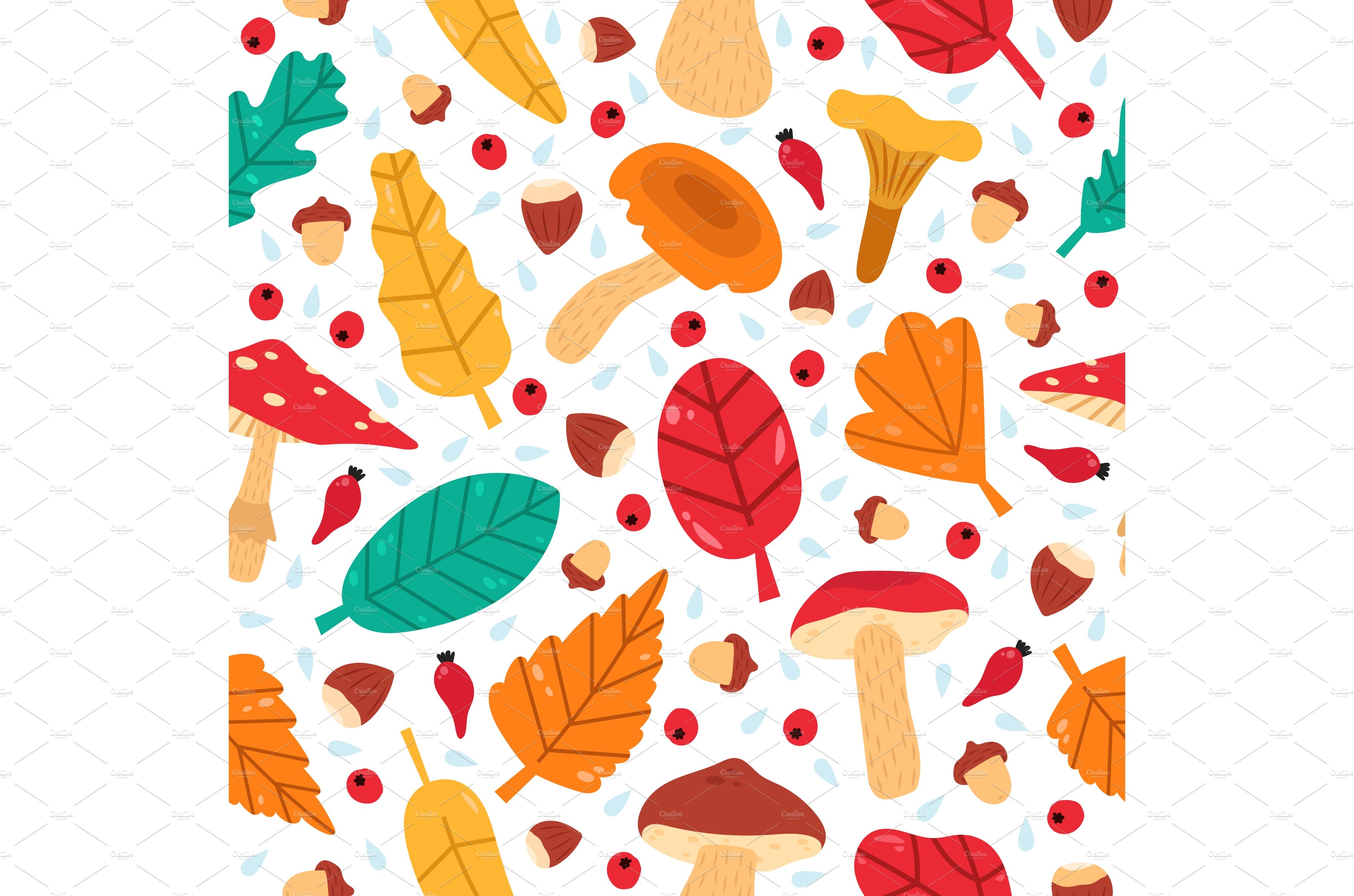 Fall leaves seamless pattern. Hand cover image.