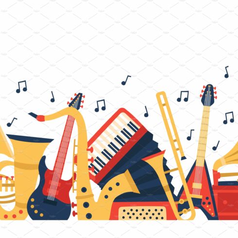 Musical instruments banner. Music cover image.