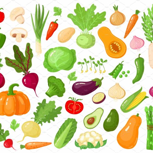 Cartoon vegetables. Vegan veggies cover image.