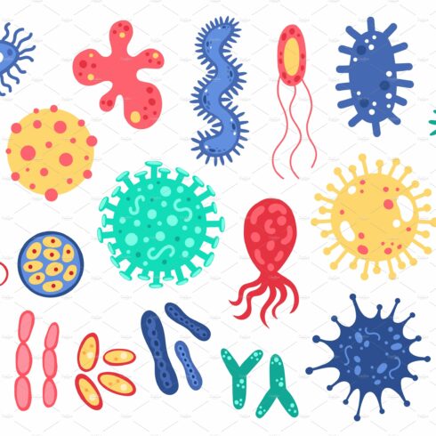 Bacteria and virus. Microscopic cover image.