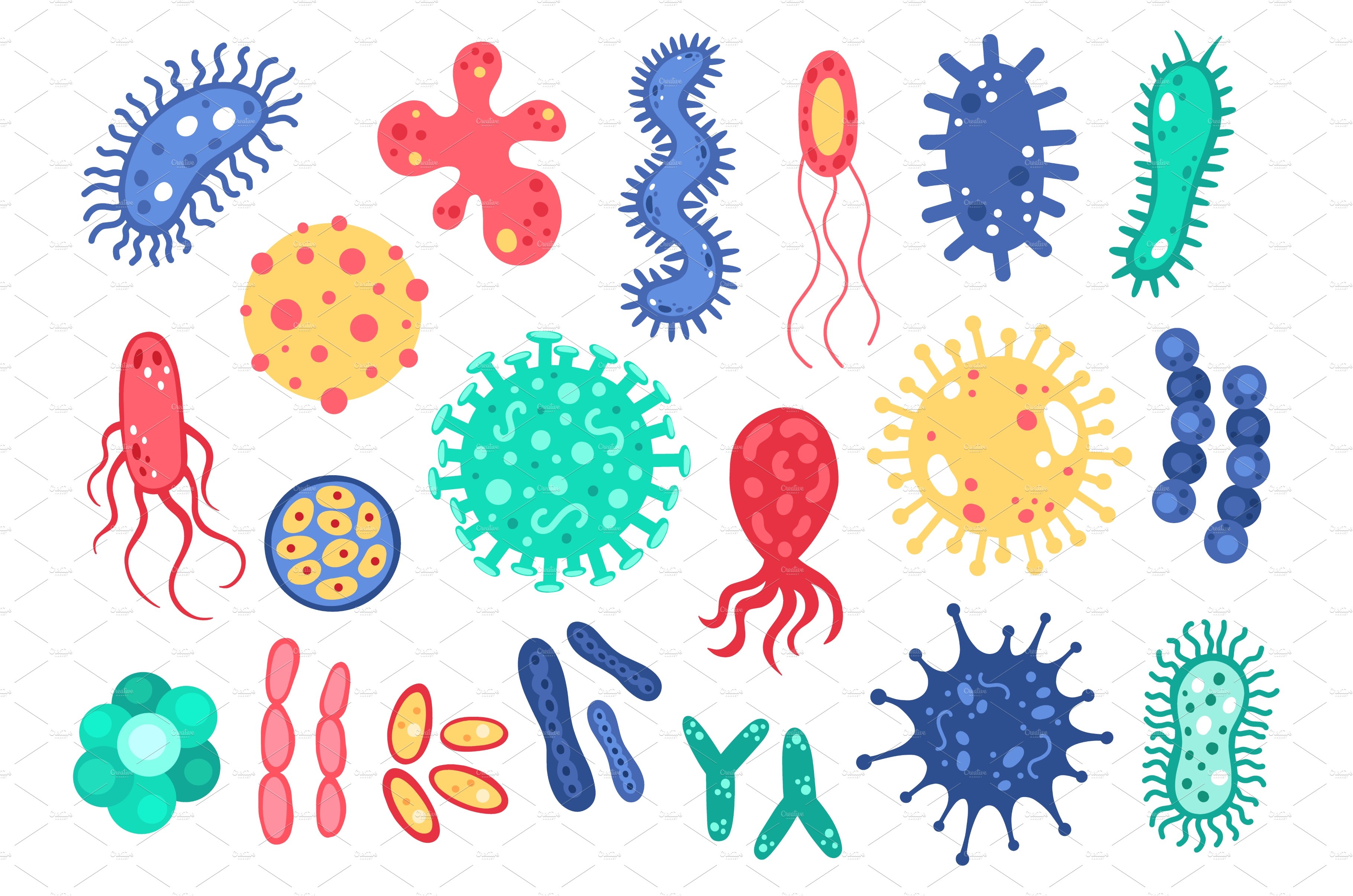 Bacteria and virus. Microscopic cover image.