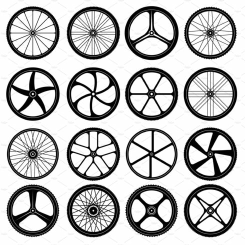 Bicycle wheels. Tires silhouettes cover image.