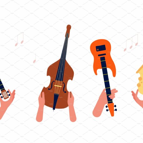 Hands holding music instruments cover image.