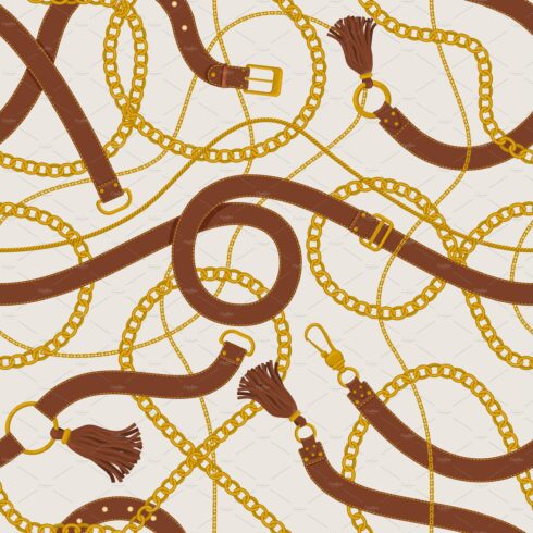 Chains and belts pattern. Leather cover image.