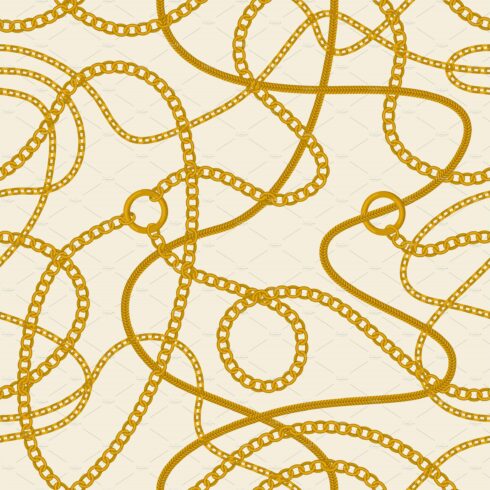 Golden chains pattern. Seamless gold cover image.