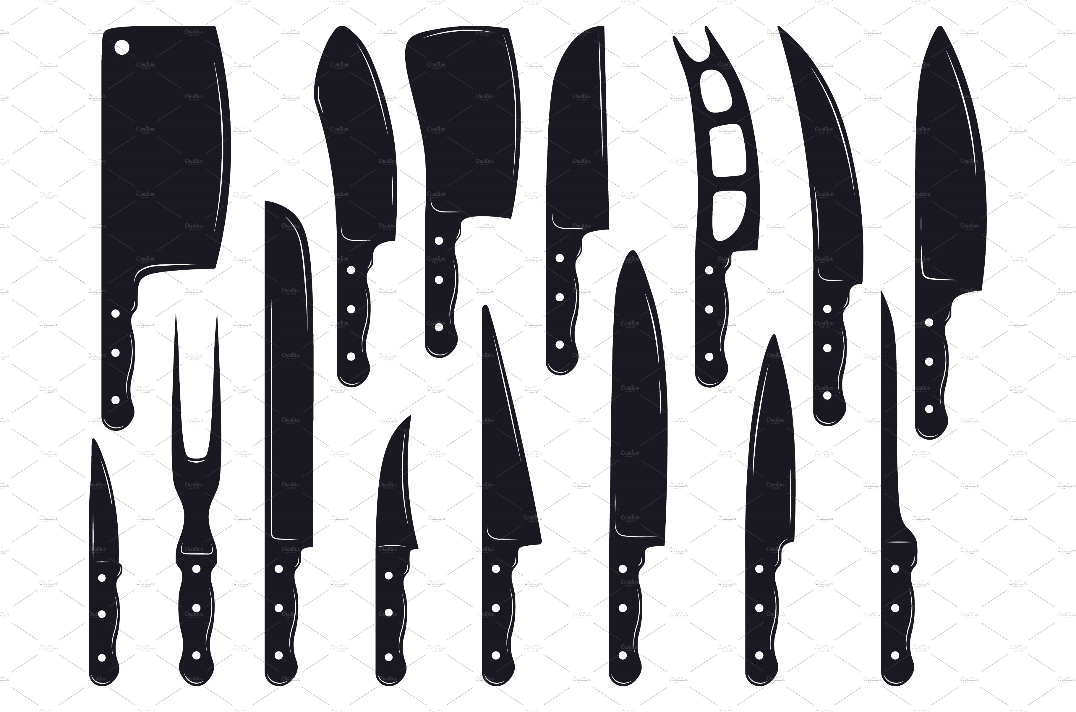 Meat knives. Butcher shop meat cover image.