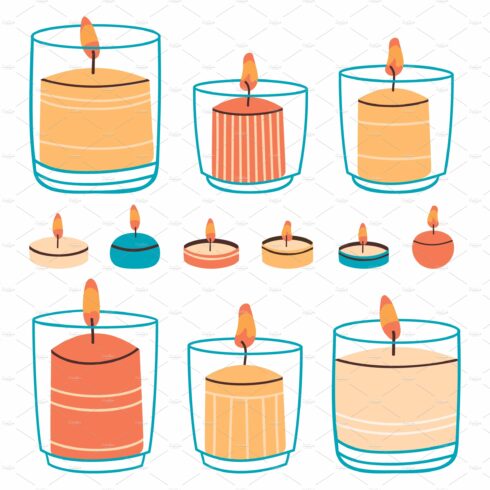 Wax candles. Aromatic hand drawn cover image.