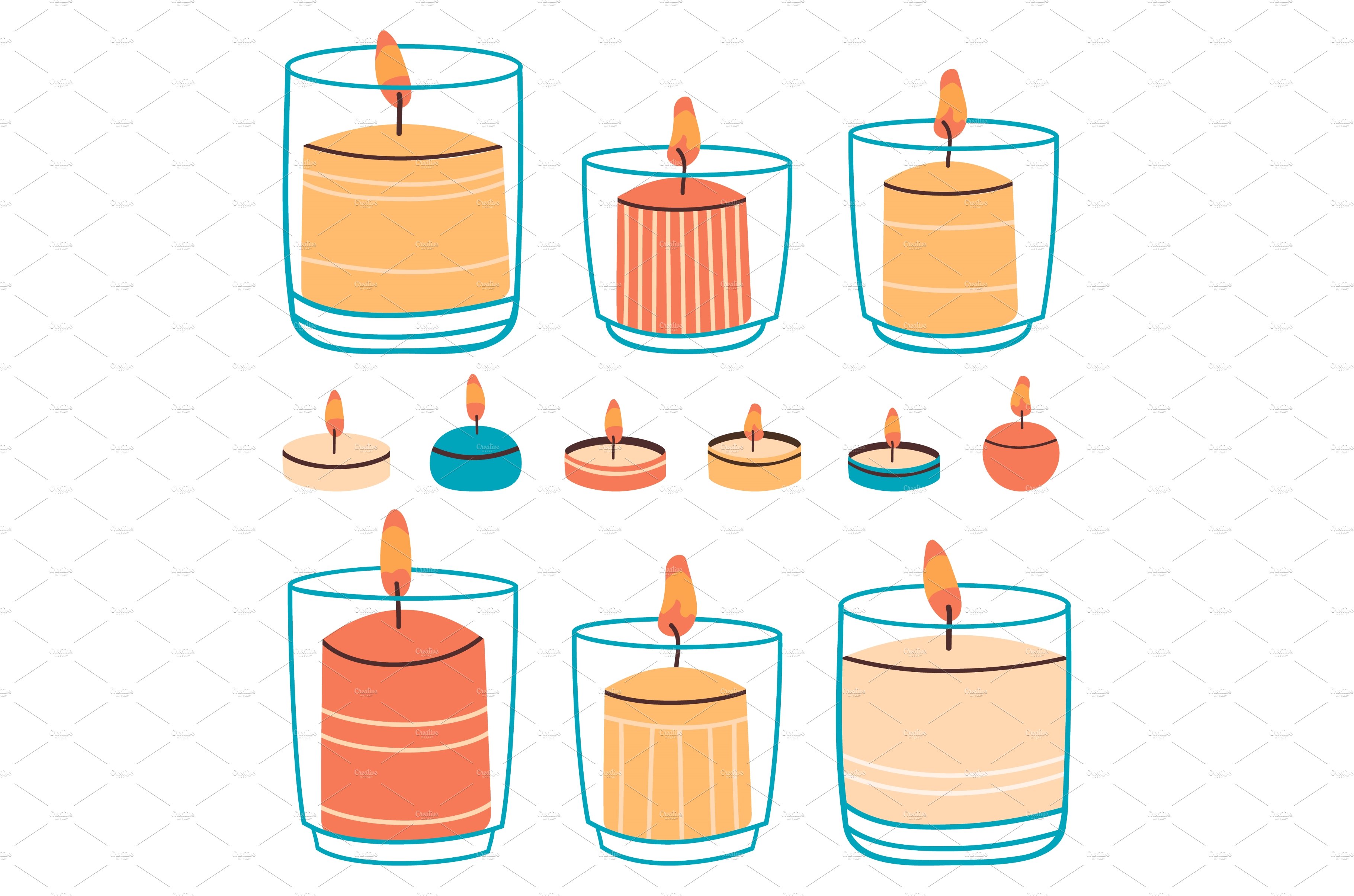 Wax candles. Aromatic hand drawn cover image.