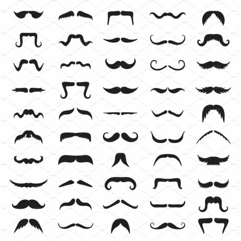 Moustache silhouettes. Barber shop cover image.