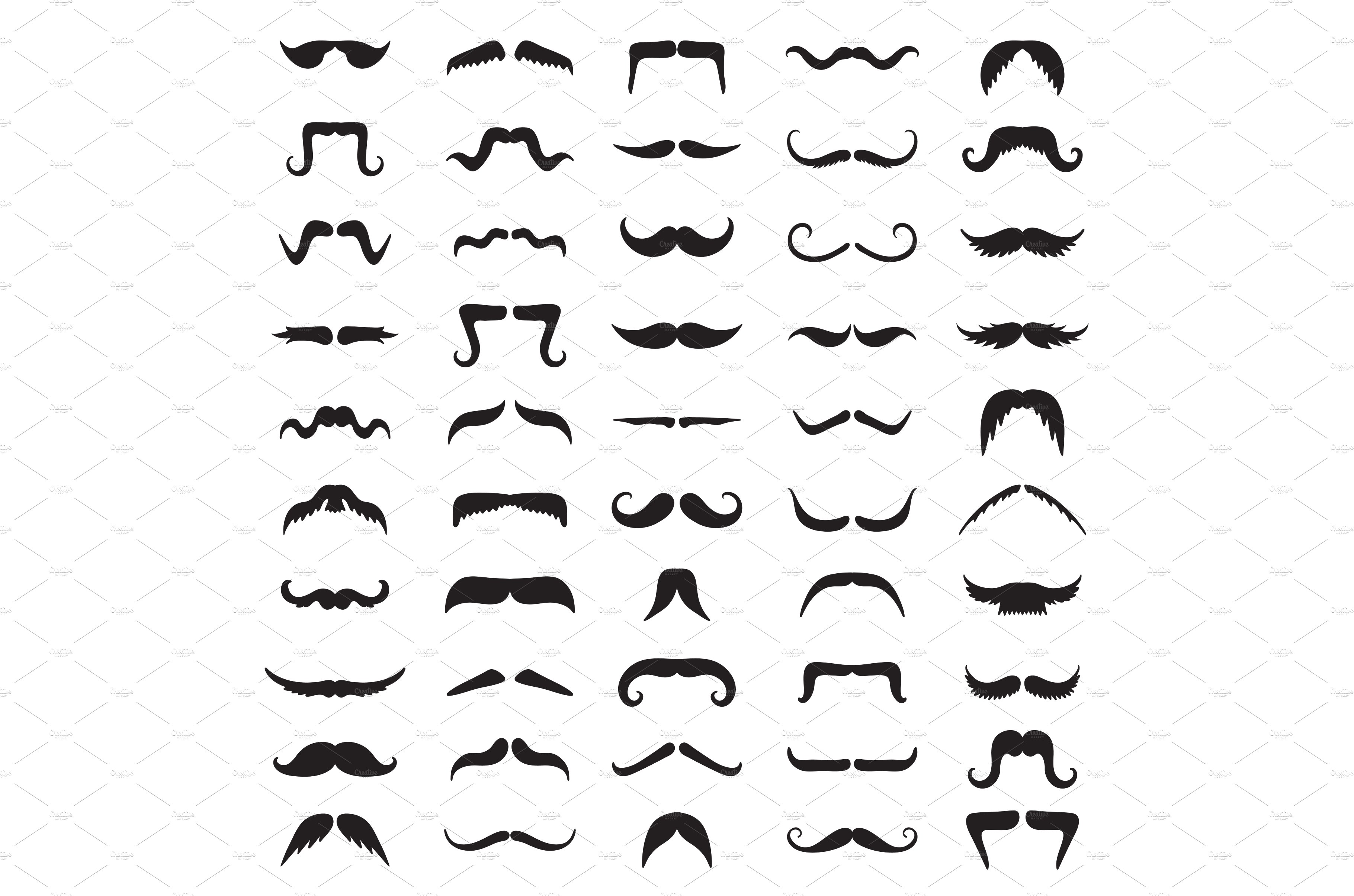 Moustache silhouettes. Barber shop cover image.