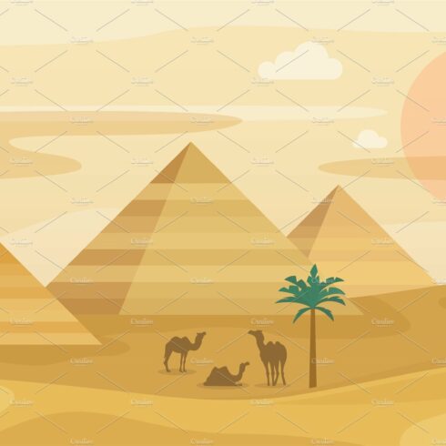 Egypt desert landscape. Egyptian pyr cover image.
