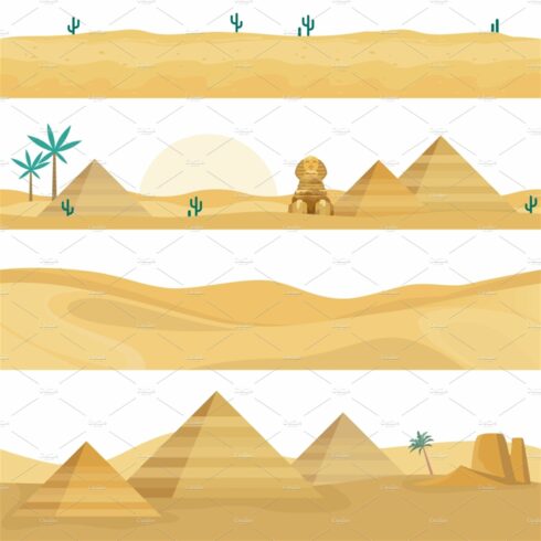 Desert landscape seamless borders. S cover image.