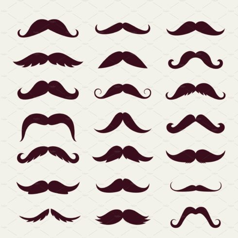 Mustache trendy styles set. Brown cover image.