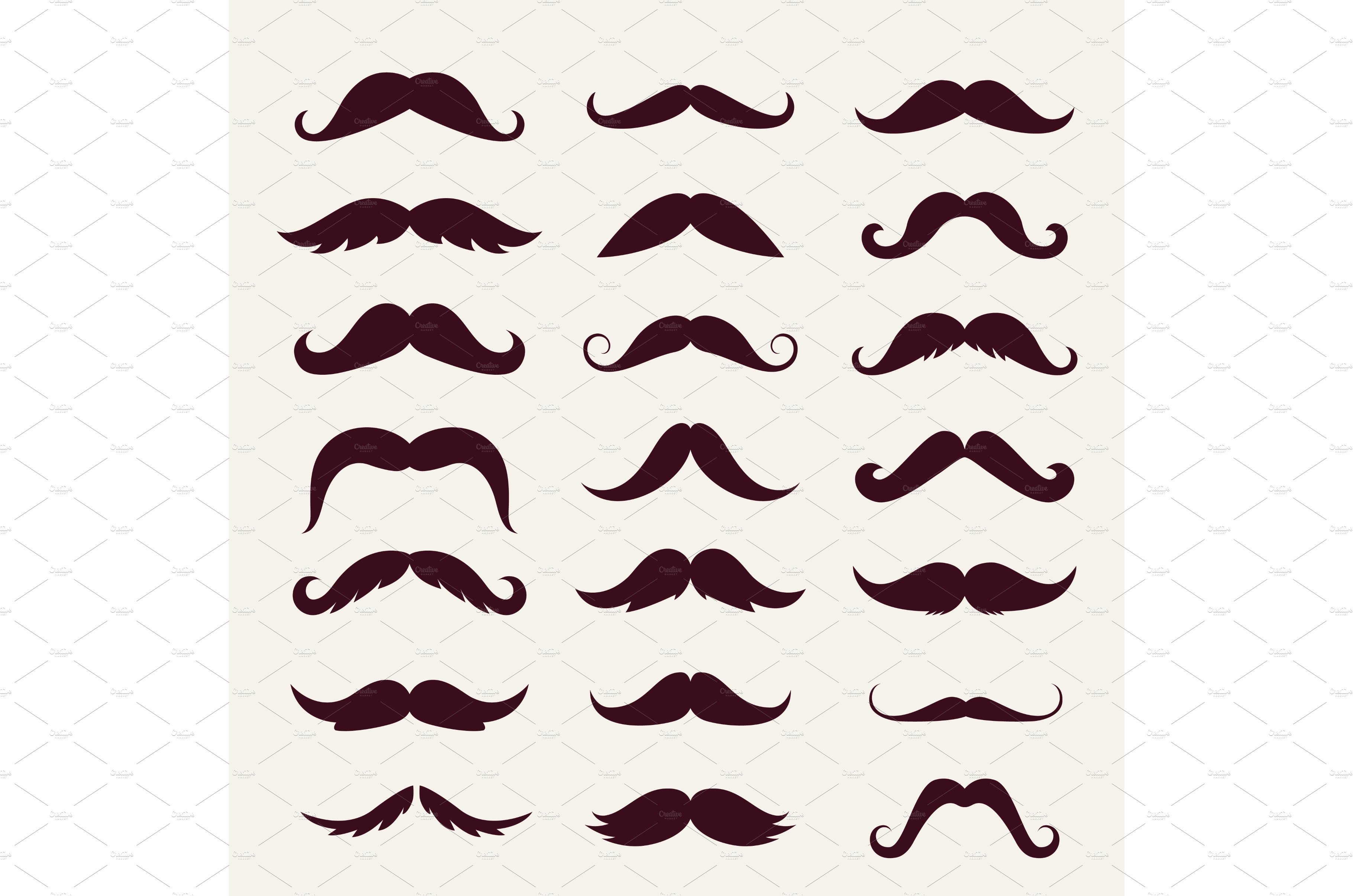 Mustache trendy styles set. Brown cover image.