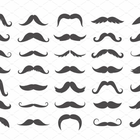 Varieties of retro mustache set cover image.