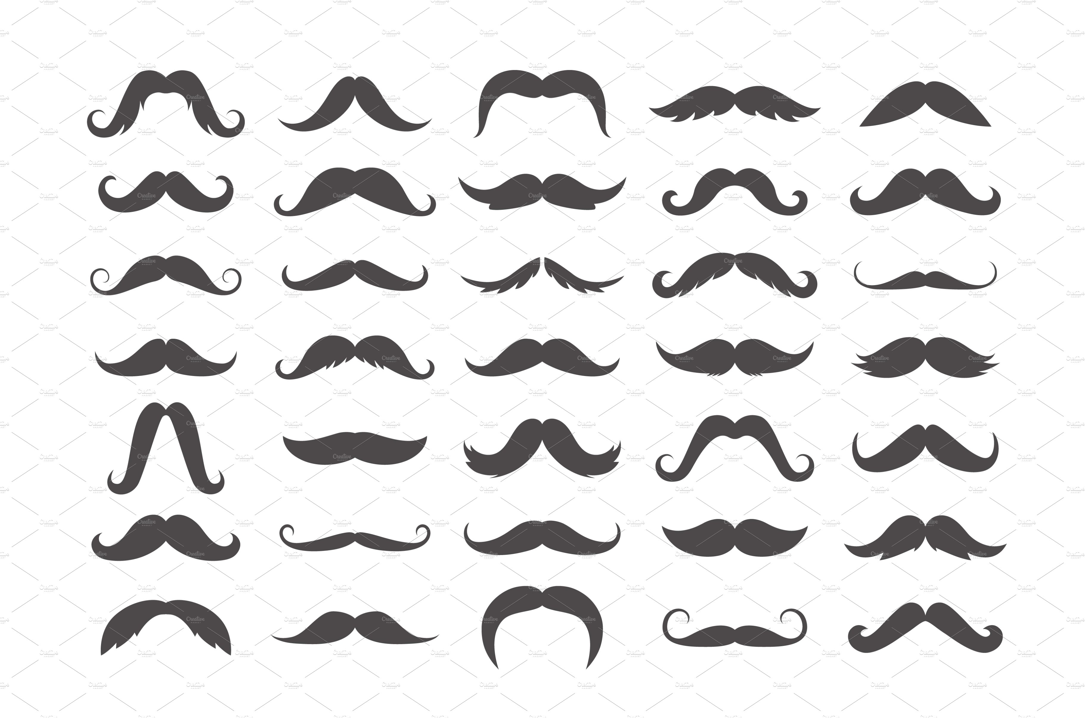 Varieties of retro mustache set cover image.