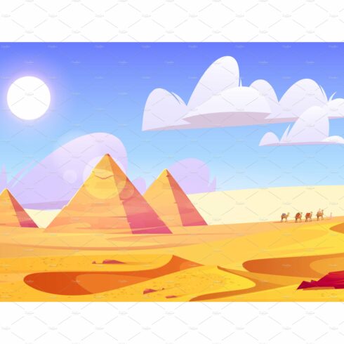 Egypt desert landscape with pyramids cover image.