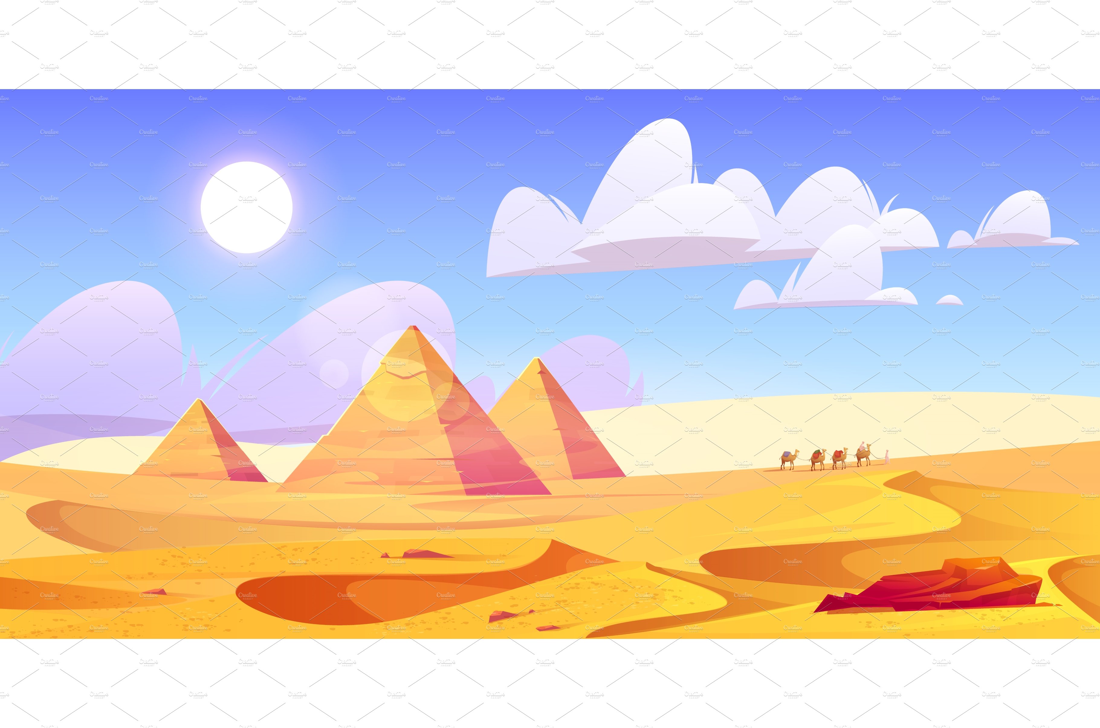 Egypt desert landscape with pyramids cover image.