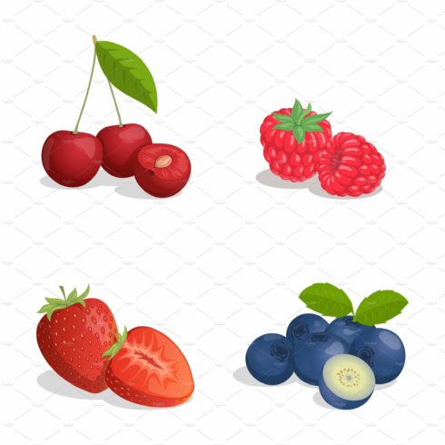 Cherry, raspberry, strawberry, and cover image.