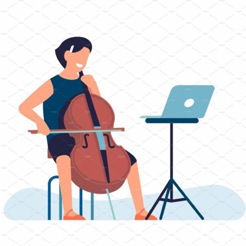 Woman plays cello. Online cover image.