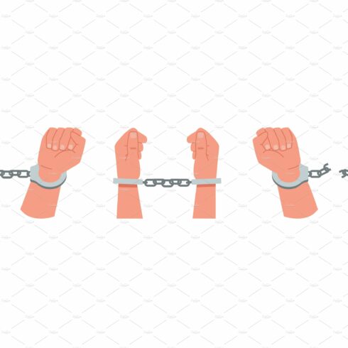 Handcuffed hand set, prisoners arms cover image.