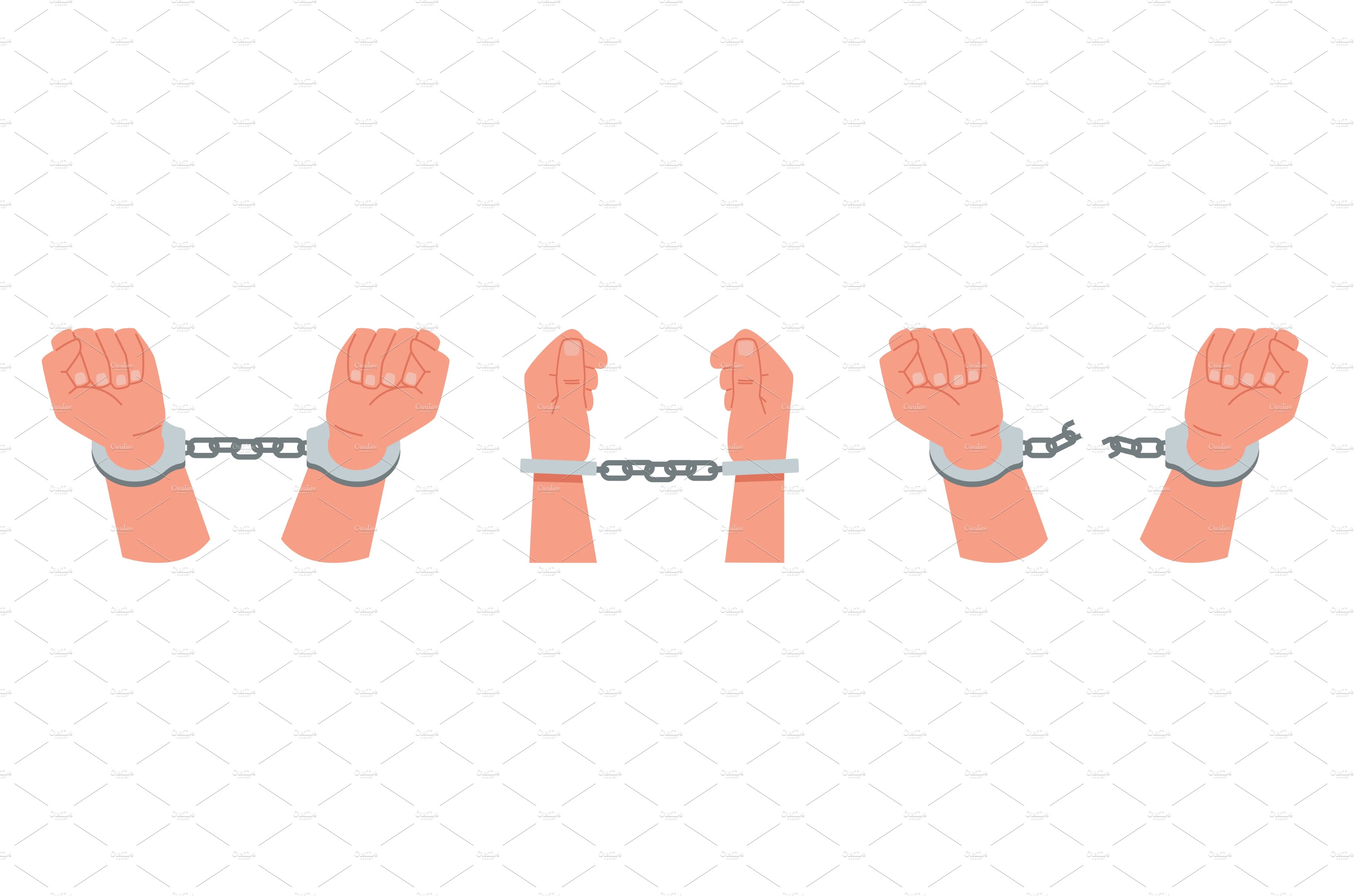 Handcuffed hand set, prisoners arms cover image.