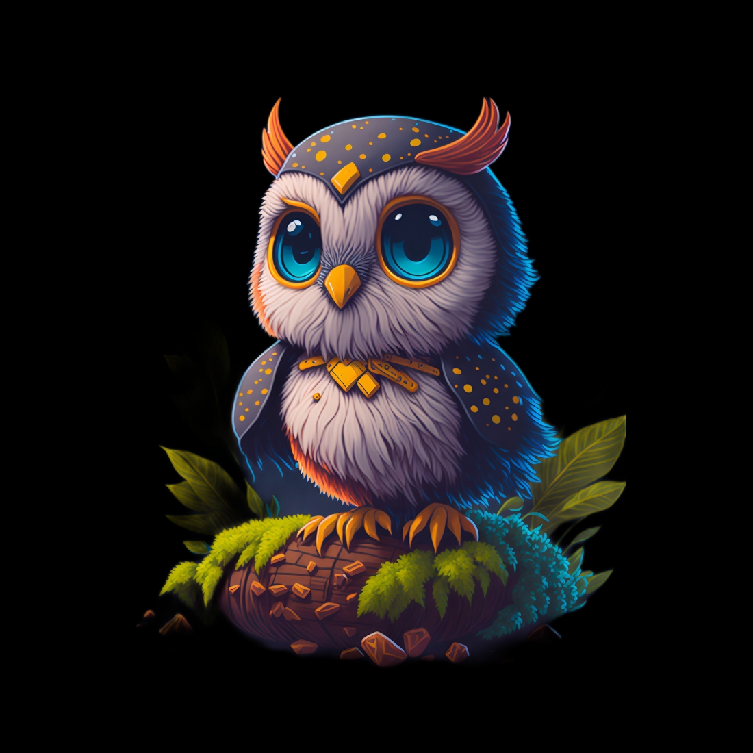 Cute owl 4k quality design for T-Shirts , logos , illustrations etc preview image.