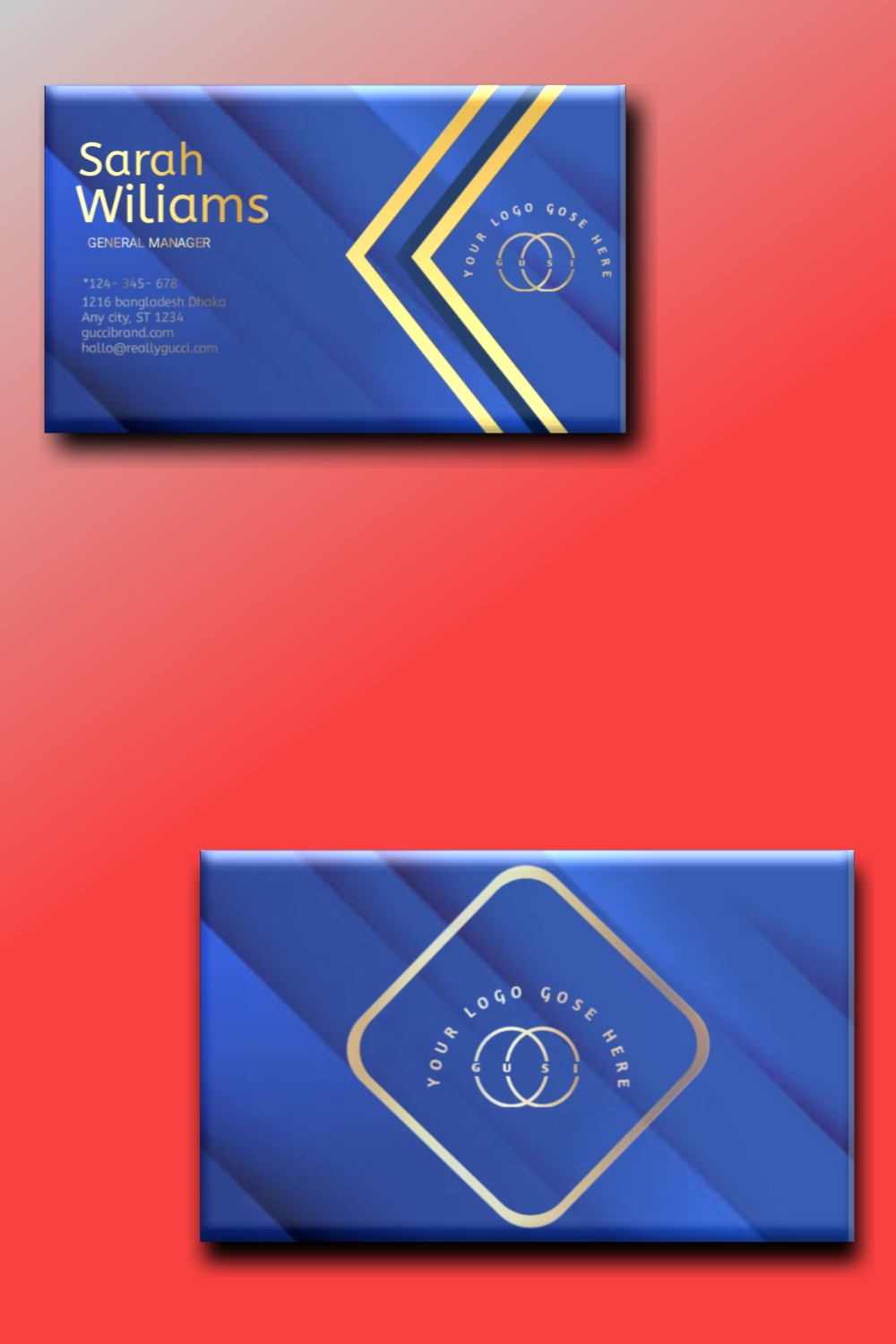 Business card design pinterest preview image.