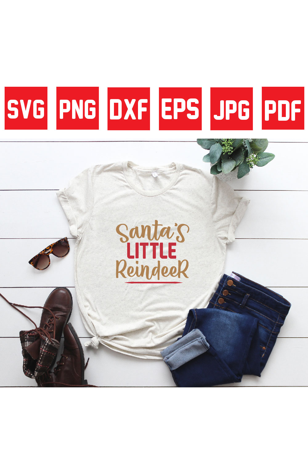 santa’s little reindeer pinterest preview image.