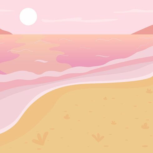 Romantic beach scenery illustration cover image.