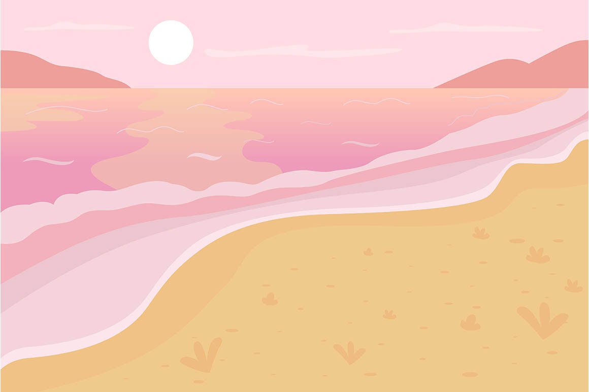 Romantic beach scenery illustration cover image.