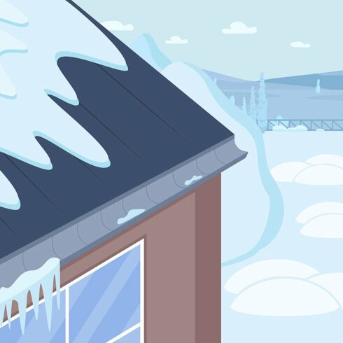 Wintertime house roof illustration cover image.