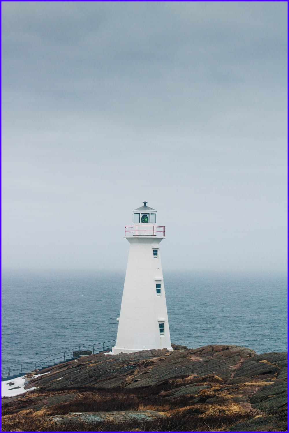 Lighthouse on a foggy day at Cape Spear St. John's, Newfoundland.