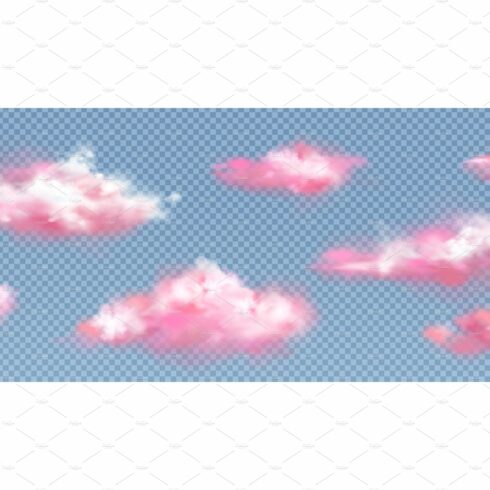 Realistic pink clouds, sunset or cover image.