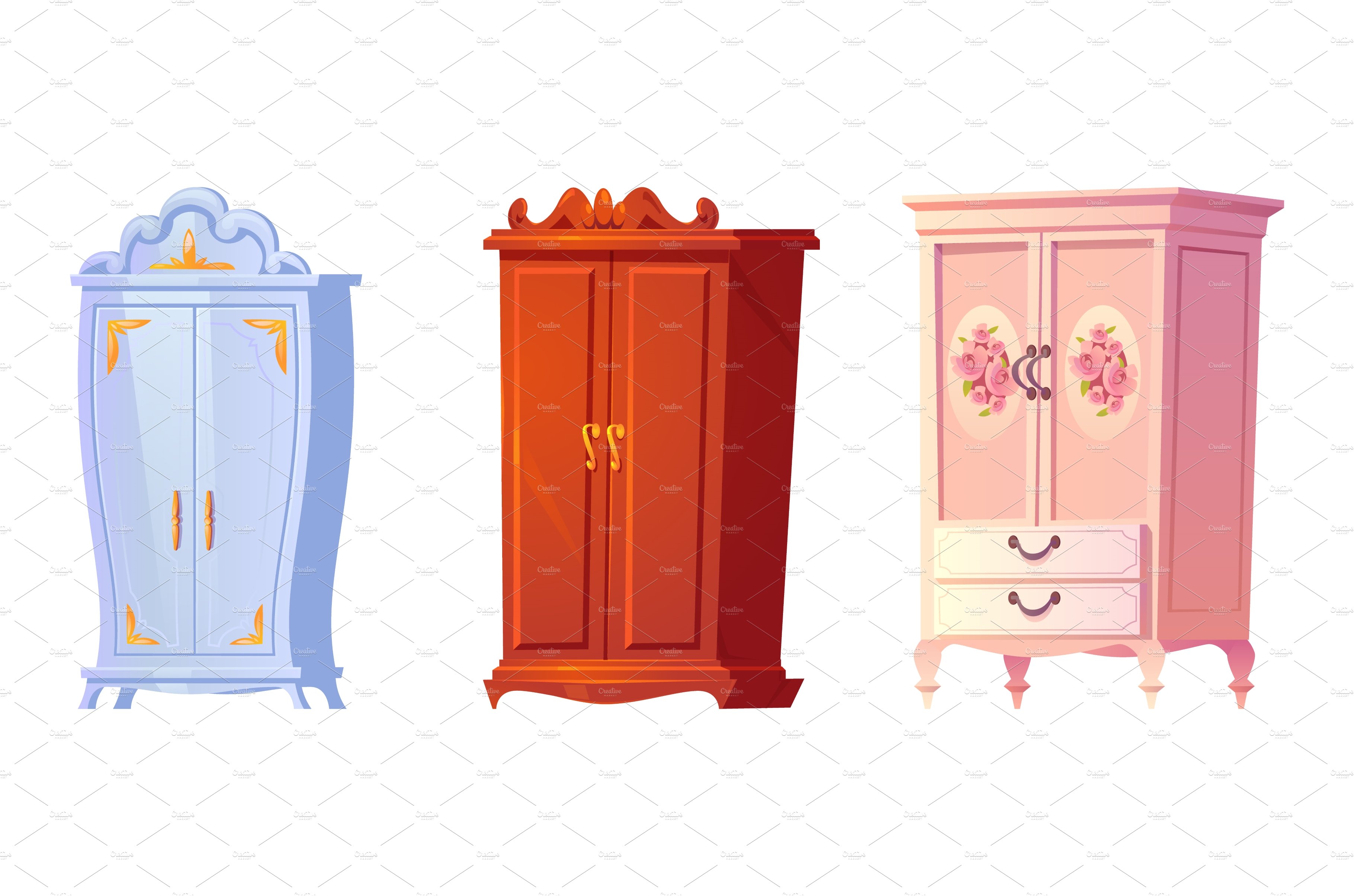 Cartoon cupboards baroque, shabby cover image.