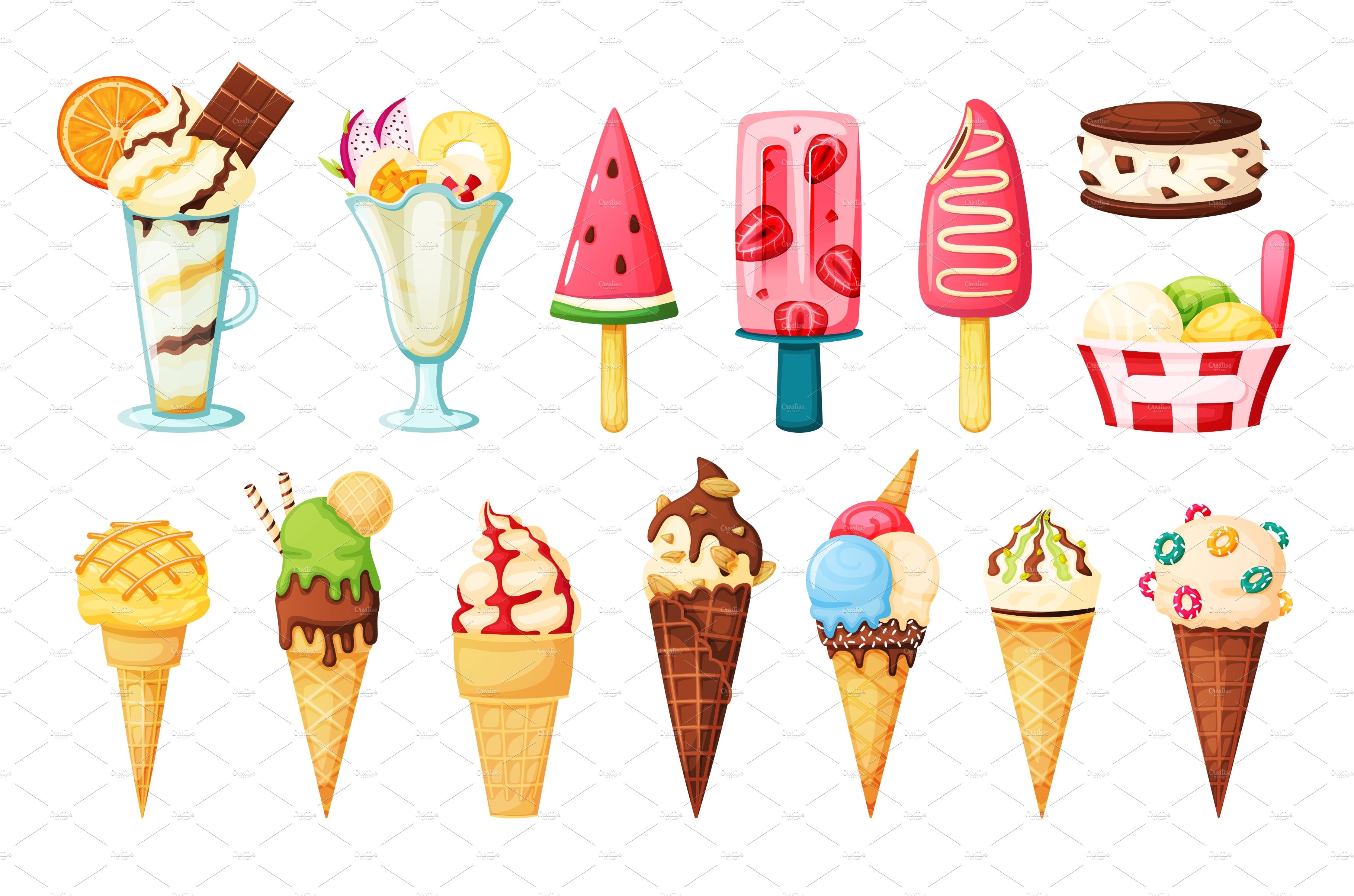 Ice cream cones. Strawberry popsicle cover image.